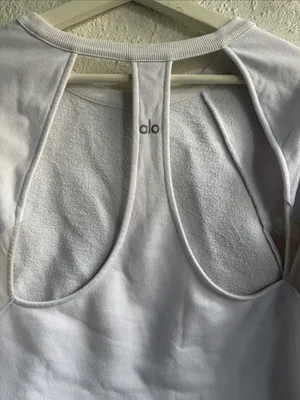 Alo Yoga Women's Cropped Long-Sleeve Pullover Top - White thumbnail 3