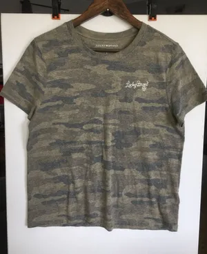 Lucky Brand Camo T Shirt Women’s Large Logo Graphic Tee thumbnail 1