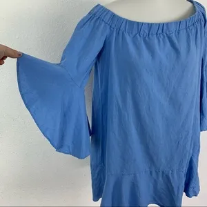 Zara Medium Blue Tunic Top Flowy Boho Minimalist Cottagecore Summer Style‎ thumbnail 3