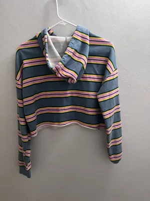 Striped cropped long sleeve gold rush  thumbnail 3