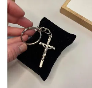 Silver-Tone Crucifix Keychain With Religious Jesus Cross Pendant thumbnail 8