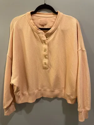 American Eagle Henley Oversized Pullover Sunset Orange thumbnail 1