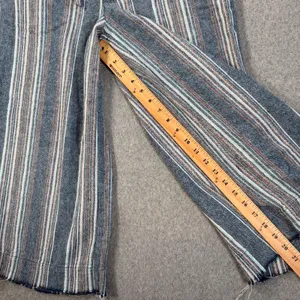 Democracy Wide-Leg Cropped Pants Womens 4 Flex-ellent Raw Hem Linen Blend Stripe thumbnail 4
