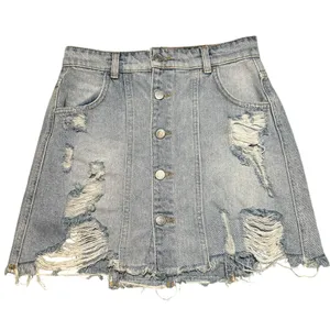 FREE PEOPLE Distressed Denim Mini Skirt thumbnail 2