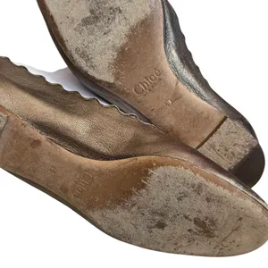 Chloe Lauren Scalloped Ballet Flats Bronze Leather Classic‎ Luxury EU 40 US 9.5 thumbnail 12