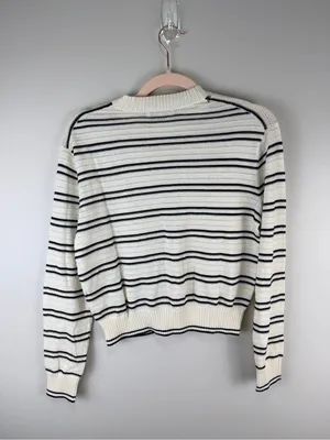 Madewell Cream and Black Open-Knit Striped Sweater Small thumbnail 3