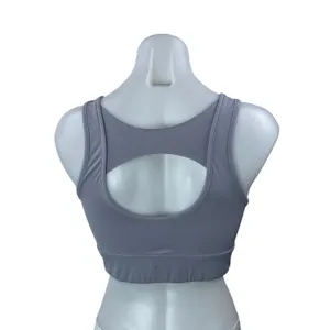 Varley Gray Purple Sleeveless Zip Up Yoga Athletic Crop Top Sports Bra Size M thumbnail 3