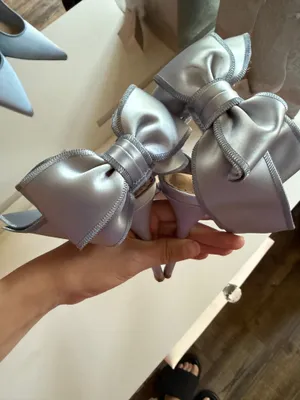 Steve Madden Teacup Blue Satin Bow Heels thumbnail 6