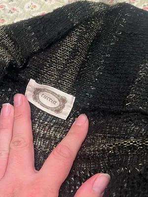 Trina Turk Black Open-Front Cardigan with Gold Stripes thumbnail 3