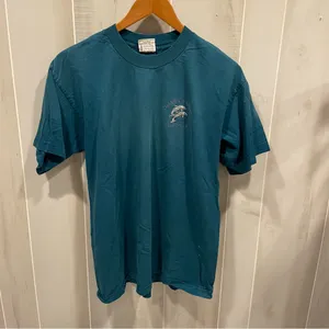 Vintage 90’s soft cotton aqua Channel Islands dolphin embroidery t-shirt thumbnail 9
