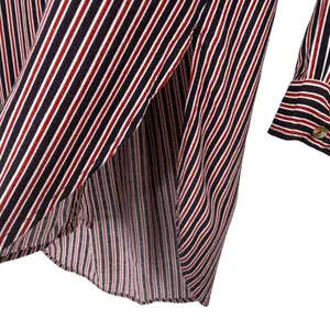 Maeve Anthropologie Striped Tunic Shirt Womens XS Button Down High Low Red Navy‎ thumbnail 6