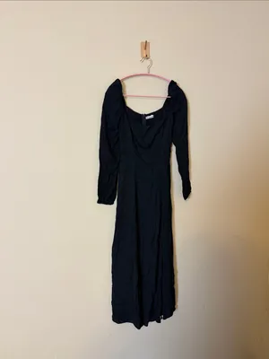 Reformation Sigmund Dress Black Slit‎ Dress Size 2 thumbnail 4