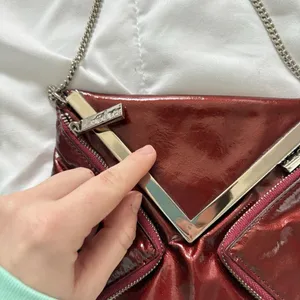 KOOBA Envelope Style Patent Leather Clutch Crossbody Shoulder‎ Chain Dark Red thumbnail 3