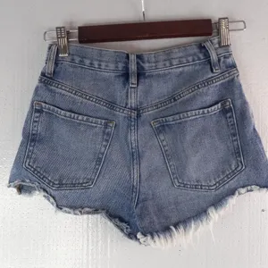 PacSun 25 Vintage High Rise Denim Raw Hem Distressed Shorty Shorts thumbnail 2