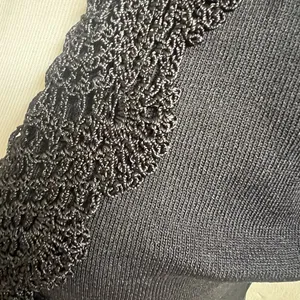 Joseph A. Vintage Knitted Cardigan Size Small Black Crochet Tie Front Whimsygoth thumbnail 10