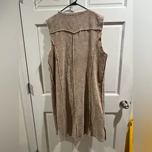 POL Studded Camel Corduroy Sleeveless Distressed Dress Duster Sz large Festival thumbnail 5