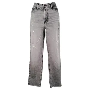 Good American The Weekender Black Denim Jeans 6/28 Straight Frayed High Rise thumbnail 2