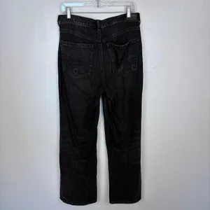 American Eagle Skater Jean Black‎ Distressed Baggy Wide Leg Grunge Size 8 Short thumbnail 6