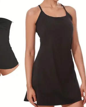 Boutique Women’s Casual Sports Easy Peezy Tennis Workout Dress with Shorts and Bra thumbnail 4