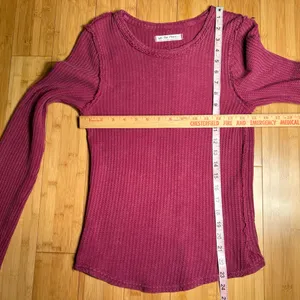 FREE PEOPLE We The Free Womens Roll With It Ribbed Distressed Thermal Shirt|Sz:S thumbnail 7