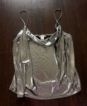 ZARA Metallic Top Silver thumbnail 1