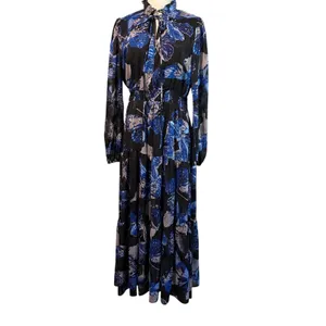 Pinch NWT Maxi Dress S LG Tiered Ruffled Lined Women's Peasant Sleeve Butterfly thumbnail 10