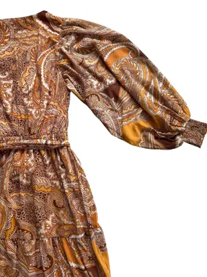 Flying Tomato Paisley Warm Autumn balloon sleeve maxi dress Size M Boho thumbnail 10