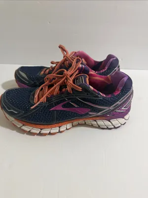 Brooks Navy Women's Running Shoes with Purple Accents and Coral Laces thumbnail 4