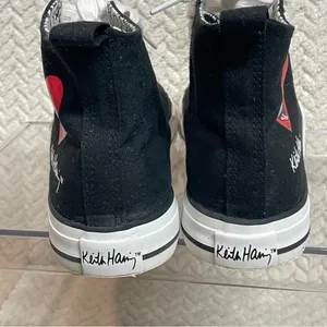 Keith Haring Heart Logo Black High‎ Tops Lace Up Sneakers Womens size 5 thumbnail 7