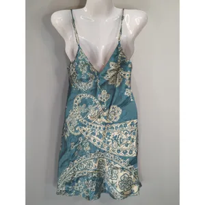 Zara Blue & White Satin Effect Paisley Mini Slip Dress Womens XS Y2K Retro‎ thumbnail 9