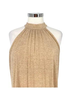 Michael Stars Metallic Gold Halter Dress Beach Resort Party Cream Beige Size XS thumbnail 3