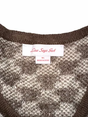 Lisa Says Gah Mafalda Wool Mohair Blend Checker 3/4 Sleeve Knit Midi Dress M/L thumbnail 3