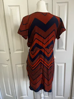 Amanda Uprichard Chevron Silk Faux Wrap Dress Vintage Size Small thumbnail 2
