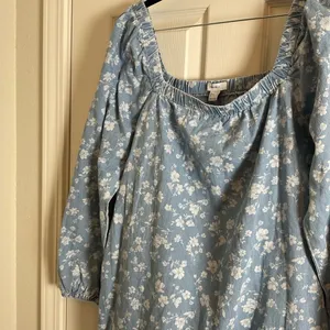 Forever 21 Women Square Neckline Floral Print Mini Dress, Blue/White Combo M thumbnail 4