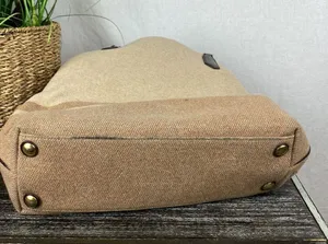 Coach Tan & Brown Wool Blend Striped North South Tote Bag thumbnail 3