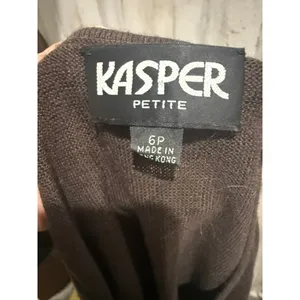 Kasper Suit Set Womens Petite 6P‎ Brown Knit Sweater Top & Dress Pants 2pc thumbnail 7
