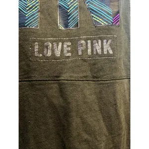 Pink Victoria's Secret Women's Olive Green Sweatshirt Size Medium Long Sleeve thumbnail 9