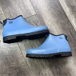 Rare Sorel Flood Plain Chukka Rubber Rain Boots Size 5 Blue and Black Waterproof thumbnail 7