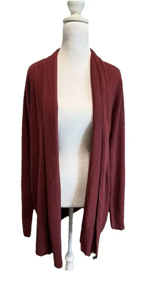 Croft & Barrow Cardigan Size Medium The Extra Soft Closureless Red Silk Women's thumbnail 1