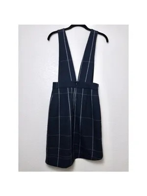 NWT Maje Jola Checked Pinafore Plaid Dress 36 Marine S Overalls Tartan Button thumbnail 10