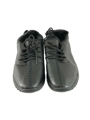 Womens Sneakers Faux Leather Lace Up Black Athletic Size 38 US 6 thumbnail 2