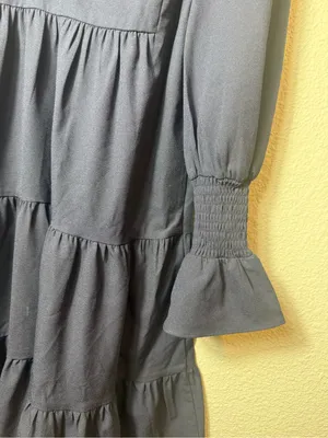 Pomander Place Kenzo Dress Navy Cotton Poplin Tiered Ruffle Mini Dress‎ Size XS thumbnail 7