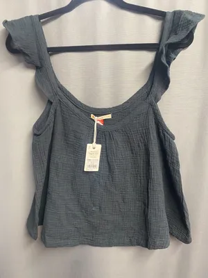 Marine Layer Cropped Blouse Top Womens Large Gray Scoop Neck Flutter Sleeve B55 thumbnail 1