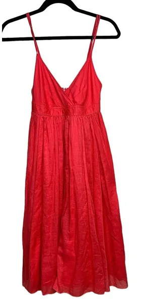 J. Crew Pink Cotton Spaghetti Strap Layered Full‎ Skirt A line Dress Size 0 thumbnail 1