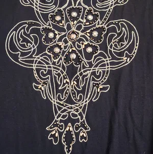 Studio X Y2K Leopard Beaded Embellished Tunic Top Shirt Black Large Boho thumbnail 5