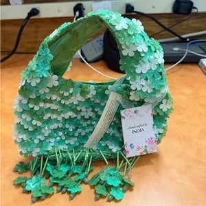 Handcrafted in India Floral Embellished Mini Bag in Green - Viral TJ Maxx Bag thumbnail 3