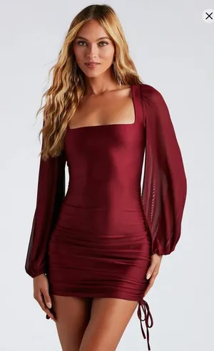 Windsor Burgundy Long Sleeve Dress thumbnail 1