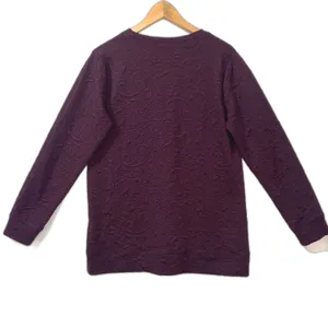 Lands End Paisley Quilted Long Sleeve Top Womens M Purple Casual Loungewear Work thumbnail 2