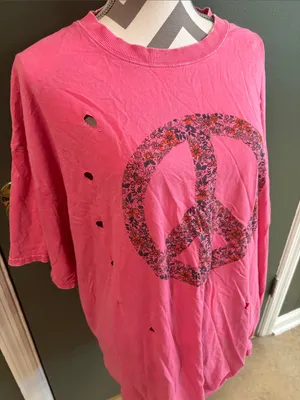 easel Pink Floral Peace Sign Short Sleeve Tee thumbnail 2