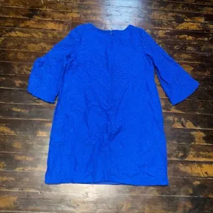 Chico’s bright blue bell sleeve eyelet vacationcore colorful mini dress thumbnail 4